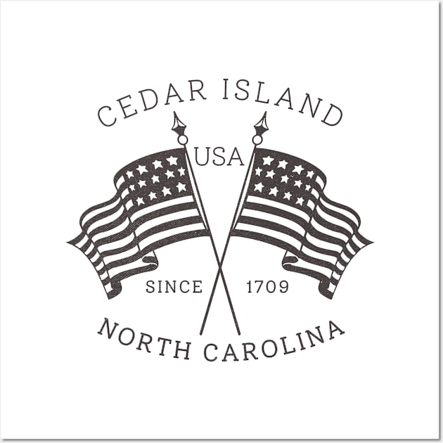 Cedar Island, NC Summertime Vacationing Patriotic Flags Wall Art by Contentarama